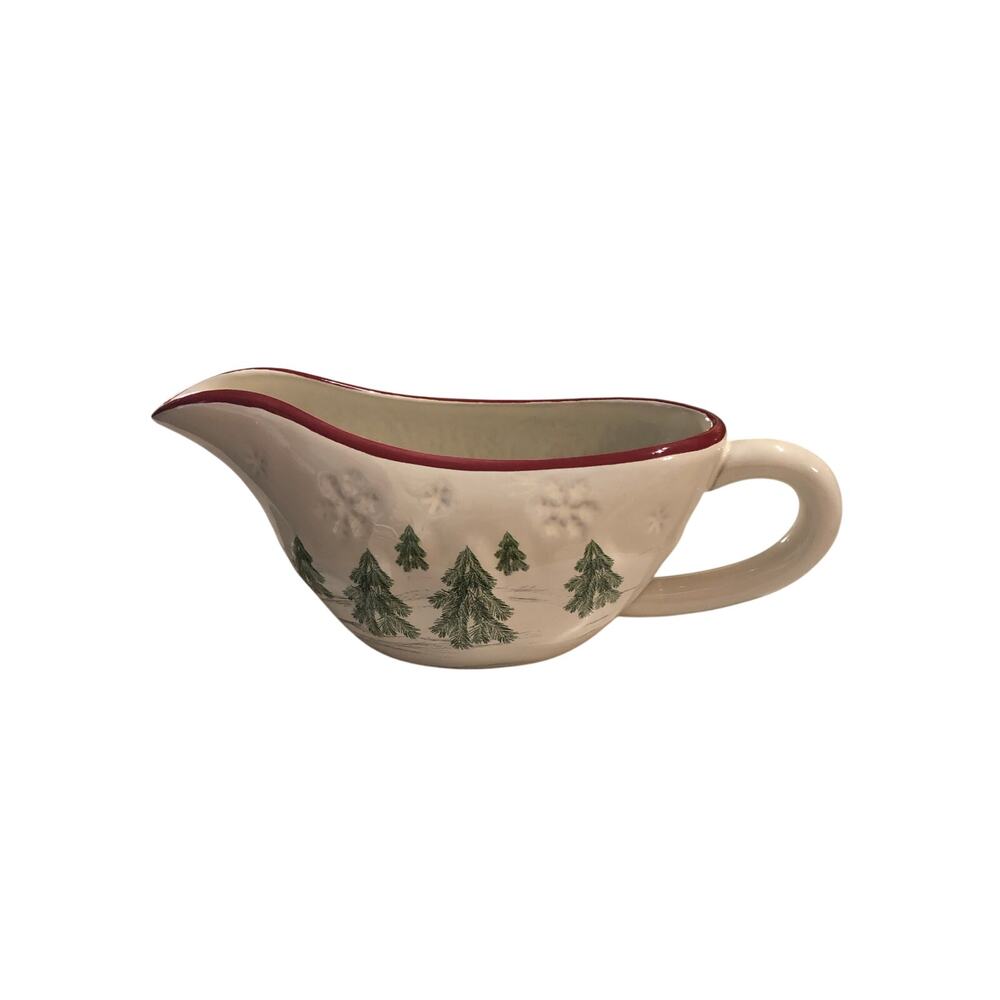 Gravy Bowl With Evergreen Trees Embossed St Nicholas 16oz